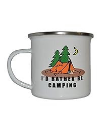 Taza divertida de camping esmaltada para acampar,
