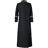 MYAYD Men's Cassock Choir Cassock Minister Robe Clergy Pulpit Liturgical Church Robe Black