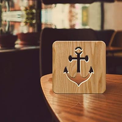 LECO TECH Sailing Boat Anchor Wooden Carving Night Light Warm White LED Bedside Table Lamp for Home Room Party Decoration, Creative Nautical Gifts for Men Women Friends Ocean Lovers 41WFHyBtKpL