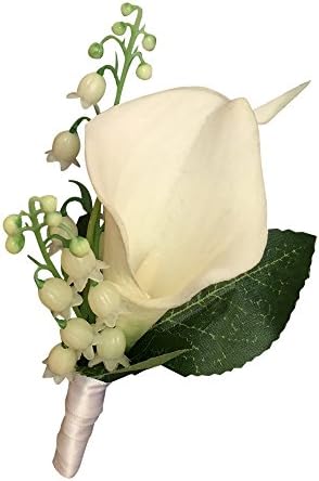 Angel IsabellaBoutonniere - Lily of The Valley with Live-Feel Calla Lily-pin Included