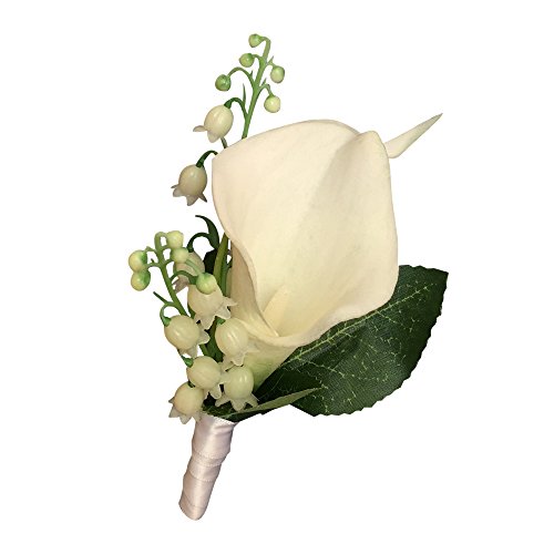 Angel IsabellaBoutonniere - Lily of The Valley with Live-Feel Calla Lily-pin Included