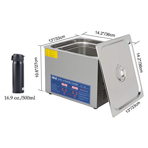 15L Ultrasonic Cleaner with Digital Timer & Heater, Professional Ultrasound Jewelry Cleaning Machine for Parts Denture Ring Watch