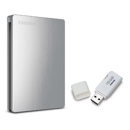 Toshiba Canvio Slim II TB Portable Hard Drive with Bonus 16GB USB Flash  Drive Brushed Aluminum in Kuwait Whizz External Hard Drives
