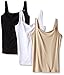 Flexees Women's Maidenform Shapewear Fat Free Dressing Tank 3 Pack Bundle, White/Black/Latte Lift, Large
