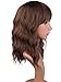 Short Wavy Bob Wigs For Black Women Natural Looking Brown Synthetic Curly Wigs With Side Bangs Heat Resistant Fiber Hair For Women (Brown)
