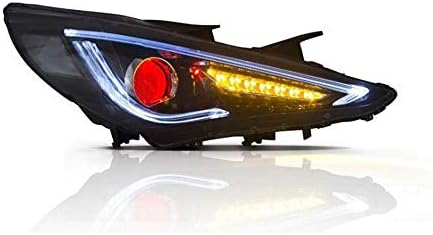LED DRL Headlights Assembly for Hyundai Sonata 2011-2014 with Front Housing/Lens/Cover Left & Right,DEMONEYE