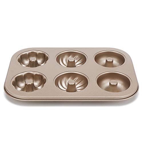 Beasea Donut Molds for Baking 6Cavity, 2 Count Doughnut Baking Pan