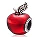 Christmas Apple.925 Sterling Silver Charms, Apple with Transparent Red Enamel and Canary Yellow Cz Stone Fits European Charms Bracelet