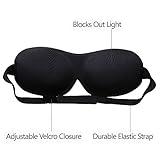 Iconic Contoured Sleep Mask Blocks Out Light, Improves Sleep for Travel, Daytime Rest. Memory Foam Eye Cavity, Adjustable Strap Fits All Sizes, Breathable Fabric, Black. FREE Travel Pouch & Ear Plugs