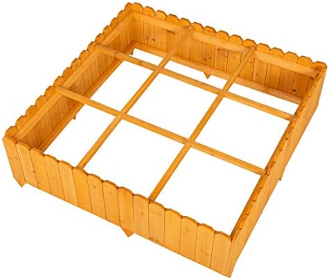 Good Life Outdoor Patio Wooden Raised Garden Bed Elevated Planter Flower Grow Box Natural 36.6 X 36.6 inches