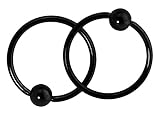 Pair of 2 Rings: 16g 1/2 Inch Surgical Steel Black IP Plated Captive Bead Hoop Earrings