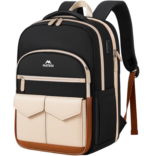MATEIN Cute Backpacks for Teen Girls with File Folder, Water Resistant School Backpack with Charger, Lightweight College Bookbag for Women Fits 15.6