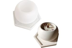 TOPYS Candle Jar Silicone Molds Set, Hexagonal Coaster Molds and Coconut Shape Container Moulds, Round Pot Molds for Making Uv Epoxy Plaster Concrete Storage Box Home Decor Planter