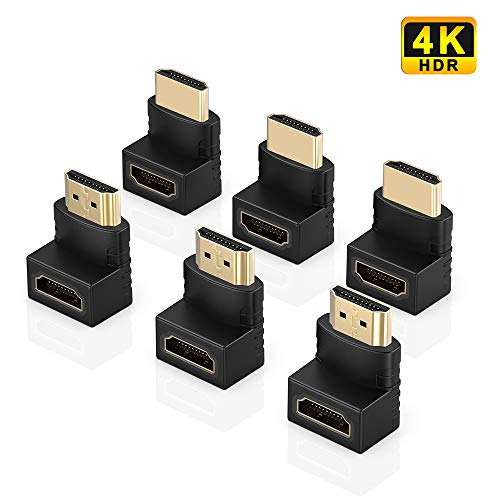 ELUTENG HDMI Adapter 90 Degree 4K Male to Female HDMI Connector 270 Degree Extender Right Angle 6 Pack Combo L-Type HDTV Converter