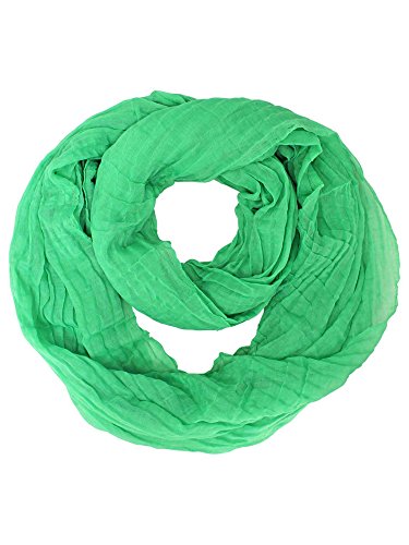 Green Sheer Pleated Infinity Scarf