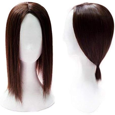 Moreal 14" Middle Part Synthetic Hair Topper Clip in Top Hairpiece with Simulated Scalp for Women Light Brown