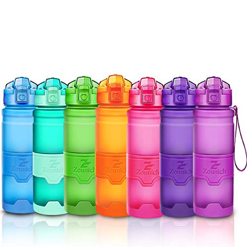 Zounich Best Sports Water Bottle Leak Proof 1L/700ml/500ml/400ml BPA Free Tritan Drink Bottles|Kids,Adults,Gym,School,Sport,Cycling| with Times to Drink & Fruit Infuser Filter & Lock Cover| Reusable — image 1