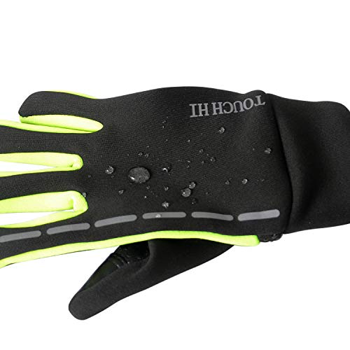 MEYUEWAL Cycling Gloves, Touch Screen Gloves, Waterproof Windproof Gloves, Great for Cycling, Running, Skiing, Mountaineering, Riding or More, Men & Women Warm Gloves Green X-Large (Pair)