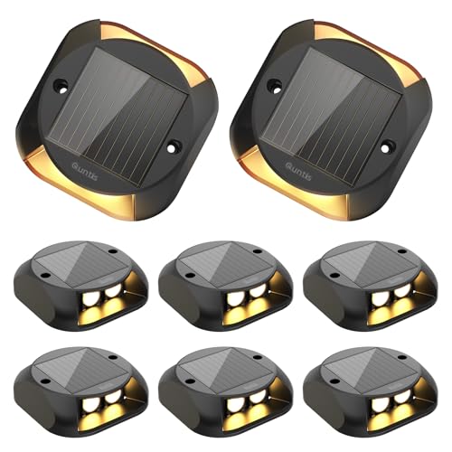 Solar Decking Lights 8 Pack, Warm White Solar Ground Light IP65 Waterproof, Pressure Resistant 3 Tons Driveway Lights for Stair Garden Step Pathway Walkway Patio Front Door,8packs