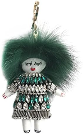 Crystal Tchi Tchi Real Raccoon Fur keychain Car Key chain Women Charm Bag Pendant