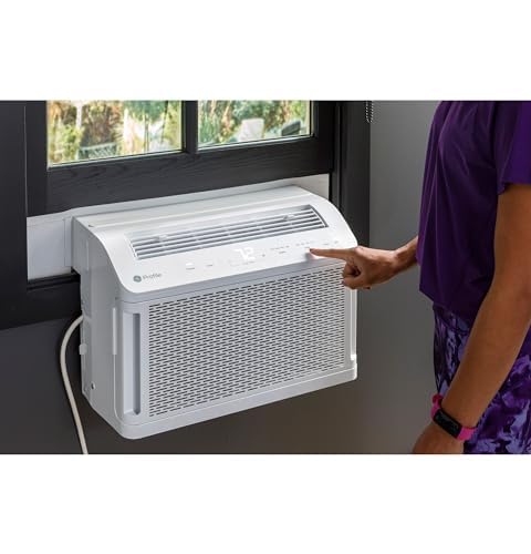GE Profile ClearView Window Air Conditioner Unit, 6,100 BTU, U-Shaped Adjustable Depth, Cooling up to 250 sq ft., Ultra Quiet, SMART Home Capable, Includes Remote, White