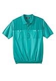 Kingsize Men's Big & Tall Banded Bottom Double Pocket Textured Polo Shirt