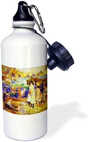 ANGELA G Renoir Children On Beach Sports Water Bottle, 21 oz, White Stainless Steel Water Bottle