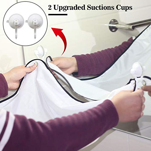 MZDXJ Beard Apron Cape for Men Non-Stick & Durable Shaving Hair Catcher with 2 Suction Cups and Beard Styling Tool Grooming Beard Trimming Bib Perfect Gifts For Men, Husband, Boyfriend or Friends(white)