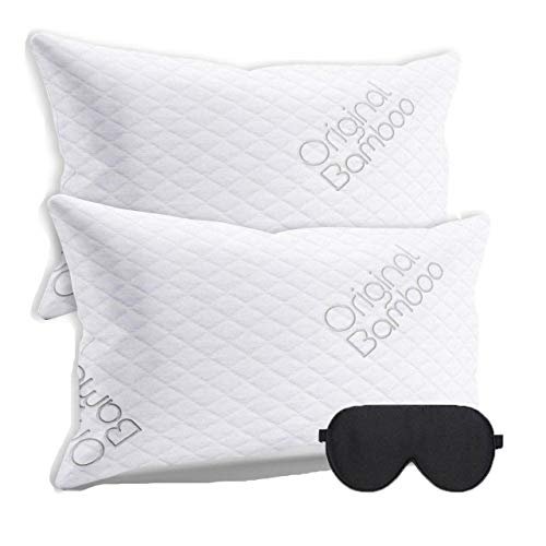 Queen Pillow Cases Set of 2 - With 1 Eye Mask gift box - Soft, Premium Quality Hypoallergenic White 100% Cotton Pillowcase Covers - Queen Pillowcase Size 20X30 - Wrinkle, Fade & Stain Resistant