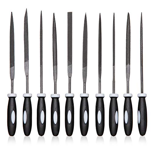Needle File Set (Set of 10 Metal Files) Industrial Strength Steel - 10 Different Shapes Round, Flat, Square, Triangular, Half Round, and More! - Thumbnail 4