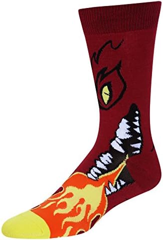 Stith Men's Flaming Dragon Printed Dress Socks Red Combo One Size