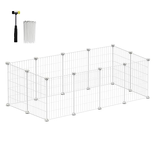 SONGMICS Guinea Pig Cage, Indoor Rabbit Run, DIY Metal Modular Fence