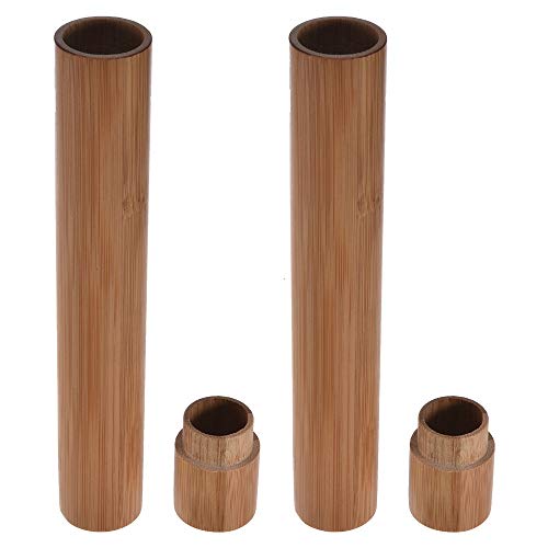 Feeko Toothbrush Holder, 2 Pack Bamboo Travel Toothbrush and Toothpaste Case Cover Container Storage for Traveling Home School