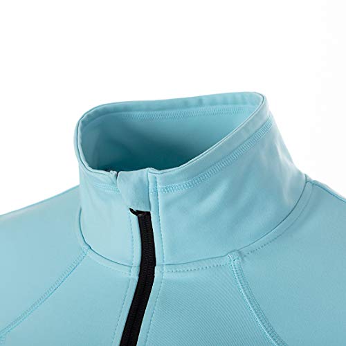 Dolcevida Women's Slim Fit Workout Track Jackets Full Zip Stretchy Warm up Active Running Jacket with Thumb Holes (Sea Angel, M)