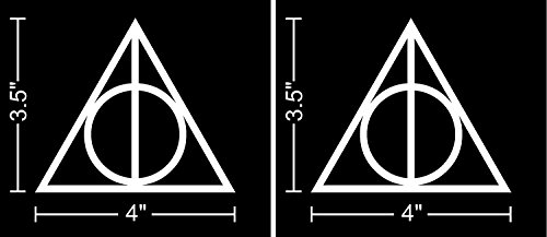 2 pack -4 inch Deathly Hallows (White Only) Harry Potter (2 Stickers of 4") I Make Decalsâ„¢, Die Cut Vinyl (no Background) Car Decal Sticker for Car Window Bumper Laptop Hard Hat lunch box Ipad