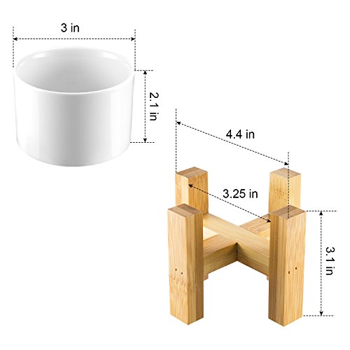 CUUCOR 3 Inch Modern White Round Ceramic Planter Pot with Bamboo Stand,Mid Century Small Indoor Plant Holder for Succulent Plants/Air Plants/Artificial Flowers/Mini Cactus(Planter + Stand) - Thumbnail 5