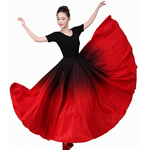 Women Latin Practice Dance Big Swing Skirt Tango Cha Cha Spanish Frill Pleated Dress Modern Ballroom - Thumbnail 2