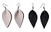 L&N Rainbery 2 Pairs Petal Leather Earrings Faux Leather Teardrop Earrings Leaf Drop Earrings (White+Black)