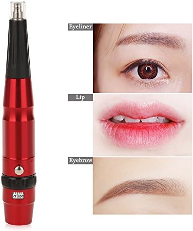 ShakeLady Adjustable Strong Powerful Tattoo Machine Kit Pen Power Supply for Permanent Makeup Eyebrow Eyeliner Lip with 10 Needles and Mouth Tips (Red)