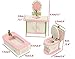 URToys 4Set Mini Cute Wooden Delicate Dollhouse Furniture Toys Miniature For Kids Children Funny Pretend Play Toys Role Playing Toy With Box