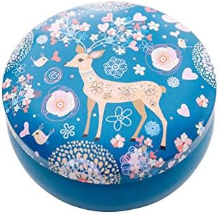 Hualieli Elk Flamingos Pattern Round Storage Case Animal Jewelry Cases Tinplate Mini Tin Box Storage Boxes Girls Gifts Desk
