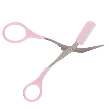 Gugzy Women Eyebrow blade Trimmer Comb Eyelash Hair Scissors Cutter Remover blade Makeup Tool (1, Pink)