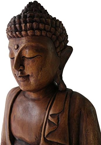Handcarved Buddha Statue, 17.5" tall