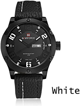 Qingmei New Style NAVIFORCE Fashion Japan Movement Swiss Military Men's Sports Watches 30M Waterproof Calendar Genuine Leather Strap Watch- Black