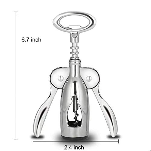 Wing Corkscrew Wine Opener, 2in1 Multifunctional Red Wine and Beer Remover, Stainless Steel & Zinc Alloy Material, Bar/Kitchen/Restaurant Tools, Silver