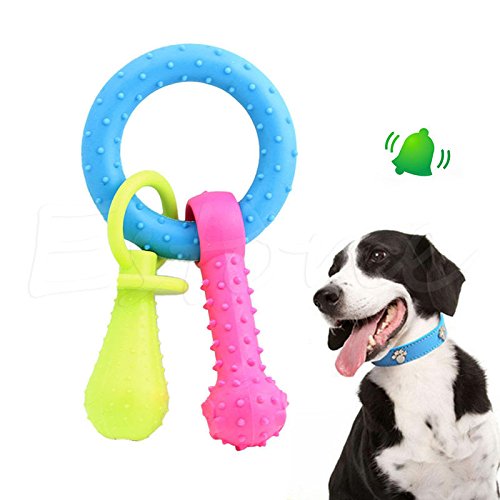 Stebcece New Rubber Pacifier Pet Toys Ring Dog/Cat Puppy Chew Toys with Bell Sound Inside