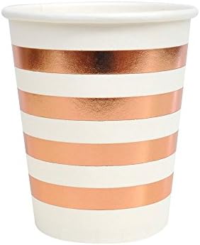 Illume Partyware Rose Gold Stripe Cup, Disposable, 10 Count, 9 Oz for Birthday Party, Kids Party, Baby Shower and Princess Party