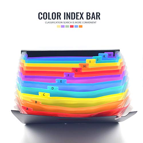 Ordner A4/Dokumentenmappe A4, Ordner mit 12 Taschen, A4-Dateien, Akkordeon-Dokumentrechnung, Papierkram, Aufbewahrungsmappen für den Schreibtisch mit farbiger Registerkarte