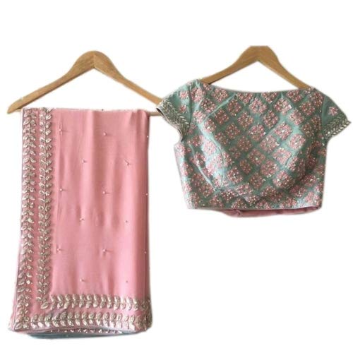 Womens Pure Georgette Saree (YF-9, Pink)