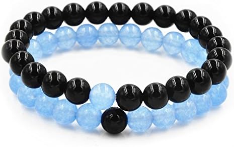 His And Hers Couples Bracelets 7.5" Flexibility Size 8mm Energy Balance Chakra Beads (Pack of 2)